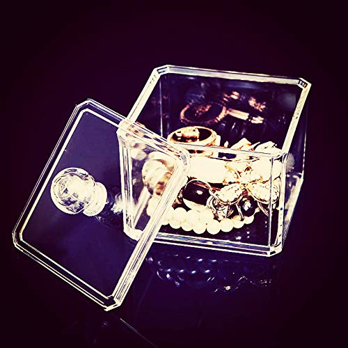 KW Collection Square Acrylic Cotton Ball Pads Gauze Swab Holder Organizer Q-tip Dispenser Storage Canister Bathroom Container Flossers Box Case (3.5 x 3.5 x 3 inches  Single Tier  Transparent) - Image 3
